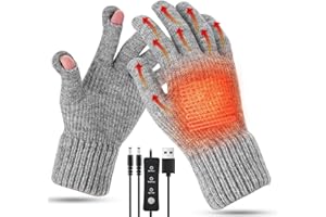 Aytop Guantes calentados por USB, Guantes cálidos con Dedos completos con 3 Niveles de Temperatura Guantes eléctricos Calentadores de Manos con Apertura para Pulgar e índice para Unisex