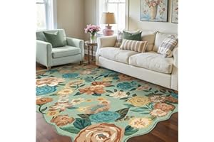 HUGEAR Zielony dywan do salonu 140 x 200 cm antypoślizgowe dywaniki do jadalni można prać w pralce Dywan nowoczesny kwiatowy wzór na zewnątrz krótkie włosie duże rozmiary pokój dziecięcy pokój