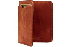 Vaultskin Portfel Męski Skórzany – Slim Wallet z Ochroną RFID, Portmonetka na Karty i Banknoty – Elegancki Portfel dla Mężczyzn w Stylu Minimalistycznym (CITY) (koniak)