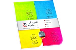 Glart 4444 Mikrofasertuch Set – 4× Reinigungstücher 40×40 cm für Küche, Bad & Haushalt – fusselfrei, streifenfrei & weich – für Glanz auf Armaturen, Fliesen, Glas & Möbeln – designed in Germany
