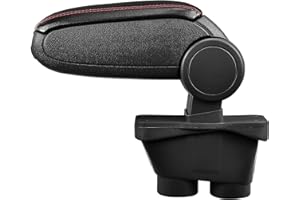 LP Trade Accoudoir Central pour 208 I | Accessoire Console de Rangement et Repose-bras avec Compartiment Organiseur | Pièce Détachée d'Intérieur de Voiture | Simili Cuir Noir - Couture Rouge