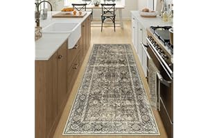 HUGEAR Marrón Vintage Alfombras de Pasillo 60x180cm Antideslizante Lavable Lavadora Tapetes Larga Cocina Habitacion Pie de Cama Exterior Terraza Pelo Corto