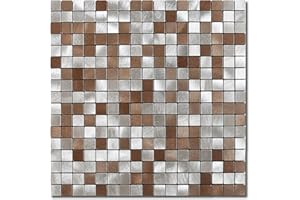 BeNice Fliesen Küche Fliesenaufkleber Bad,Selbstklebende Fliesen Mosaik Fliesen Metall Kleine Fliesen (5 Matten,braun)