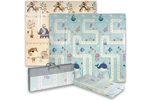 Buddy Baby - Tappetino da gioco per bambini, XXL, 180 x 200 cm, double face, resistente, imbottito, pieghevole, con borsa per il trasporto