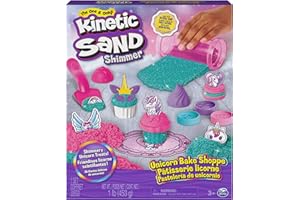 Kinetic Sand Shimmer, Unicorn Bake Shoppe Playset, 453g of Kinetic Sand (Shimmer Teal and Pink Neon), 8 Unicorn Tools, Sensory Toys for Kids Aged 3 and up