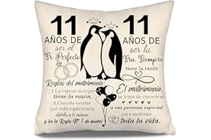 Aosumin 11 años de ser el Sr 11 años de ser la Sra. Siempre Tiene la razón Fundas de cojín para Parejas Marido Esposa Tía Tío Colegas Amigos Mujeres Hombres Feliz 11º Aniversario Regalo (11-b)