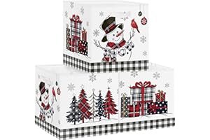 Clastyle Juego de 3 Cubos de Almacenamiento Navidad Caja Organizadoras de Almacenaje Juguetes Libro para Infantil Cubo de Almacenaje Armario para Ropa Niña,Muñeco Nieve,30x30x30 cm