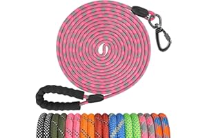Kdsvakd Long Rope Dog Lead, 4.5m / 15ft Dog Training Line Lead with soft padded handle and Swivel Hook, Heavy Duty Recall Lead, Check Cord For Puppy, Small, Medium, Large Dog