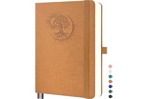 Mlife Notizbuch A4 mit Lebensbaum-Design–360 Seiten,100g Papier,PU-Cover,elastisches Band,Stifthalter,3 Lesezeichen–Ideal für Beruf, Studium & Geschenk(Braun)