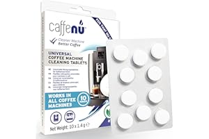 CAFFENU Coffee Machine Cleaner Tablets | 10 x 1.4g Tablets | Coffee Machine Cleaning tablets used every 100 cups | Auto, Bean to Cup & One Touch Machine Cleaning Tablets | used with Descaling