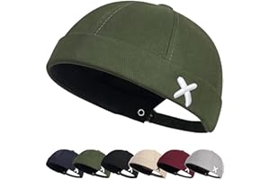 YKDLLF Retro Cotone Docker Hat Cappello Senza Visiera Berretto da Portuale Uomo Donna Berretto Cotone Cappellino da Portuale Uomo Retro Docker-cap da Motociclista Cappello