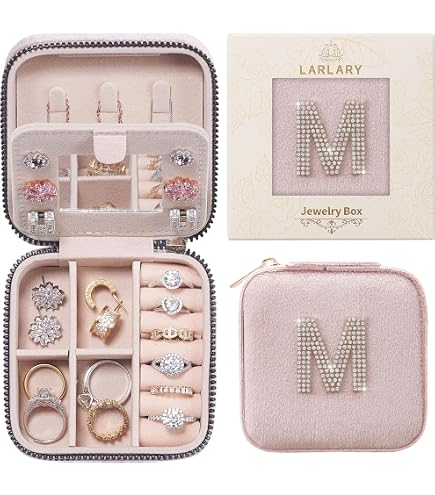 Portagioie da viaggio, piccolo con iniziale G e fiore, in pelle PU, mini portagioie per donne e ragazze, regalo per compleanno, Natale, festa della mamma