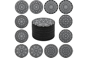 STARUBY Pack of 12 felt coasters, coasters for drinks, coasters for the coffee table, absorbent coasters for kitchen and dining room decoration, 10 cm in diameter
