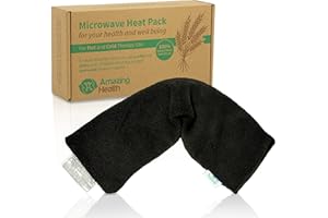 Amazing Health Unscented Wheat Bags Microwavable Heat Pack - Soft Black Fleece, Made in UK, 42cm Long, Heat Pad for Pain Relief