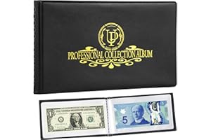 Uncle Paul Album de Collecte de Billets de Banque à 40 Pochettes - 20 Feuilles Porte-Monnaie Transparent, Stockage d'argent du Monde, Fournitures de Collection de Livres, Noir AN04BK