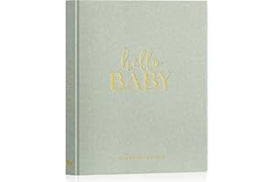 Lanpn Hello Baby Erstes 5 Jahr Babytagebuch für Mädchen Junge, Leinen Hardcover Baby Tagebuch zum Eintragen Babybuch 154 Seiten für neue Eltern, Baby Erinnerungsbuch Album Geschenk, Grün, Englisch
