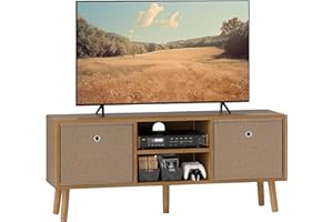 HOMCOM Mueble de TV, Mesa de TV con 2 Cajones de Tela, 2 Estantes Abiertos, Orificios para Cables, para Televisores hasta 50 Pulgadas, Largo de 110 cm, para Salón, Dormitorio, Madera y Marrón