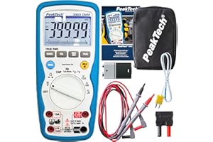 PeakTech 3360 - Multímetro Digital RMS, Resistente Al Agua (Ip67), 40000 Cuentas, Portátil Profesional, Tuv / Gs, Rango Automático, Medidor de Voltaje, Probador de Continuidad - Cat III 1000 V