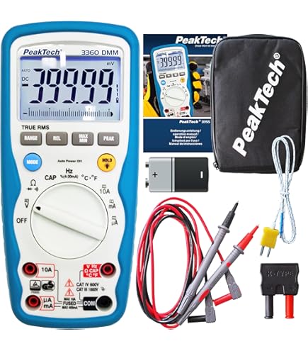 PeakTech P 3360 True RMS Multimètre Numérique – (IP67) Testeur De Tension Et Ampèremètre étanche – 40 000 Points – Boîtier Extrêmement Robuste Avec TÜV/GS – Testeur De Continuité – CAT III 1000 V