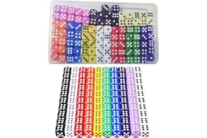 HUAZIZ 100 Pièces Dés de Couleurs Jeu de Dés 12mm 6 Face Dés pour Tenzi Farkle Dés Jeux de Table, 10Couleurs Translucides