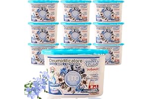TECH IT EVOLUTION Deumidificatore Armadio Profumato Antimuffa e Assorbi Umidità 10x500ml, Ideale per Bagno, Casa e Ambienti con Muffa Stop (Lino)