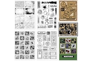 ‎GLOBLELAND GLOBLELAND 4 Blatt Vintage Stempel Mit Flecken Im Hintergrund Transparente Stempel Zur Kartengestaltung Pflanzenetiketten Silikon Stempelsiegel Porto Reisetickets Silikonstempel Für Heimwerker