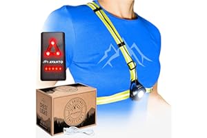 AVANTO PRO Lauflicht, Original, 500 Lumen USB-C Wiederaufladbares Led Brust Lauflampe mit Einstellbarem Lichtstrahl der Led Lampe und Reflektoren Joggen, Warnweste Brustlampe Joggen