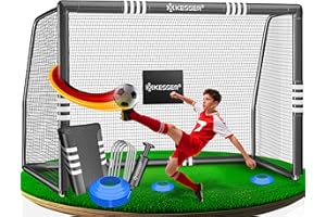 ‎KESSER KESSER® Fußballtor für Garten Robustes Outdoor Training Schusstraining UV-beständigem Netz, Stahlrahmen mit Polsterung, Erdhaken, Luftpumpe, Hüttchen, Montagezubehör für Kinder und Erwachsene