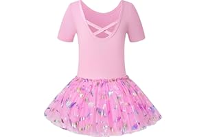 Mulnall Girls Dance Leotard for Ballet Long Sleeve Tutu Skirt Sparkly Sequins Dance Dress (Toddler/Little Girl/Big Girl)