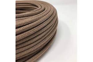 LAMORELL LIGHTDESIGN Cable eléctrico redondo/redondo revestido de tela. Color marrón cebada algodón. Sección 2 x 0,75 (3 metros)