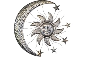 abc HOME | Wanddeko Sonne & Mond | LED´s | Solarpanel | Lichtsensor | 70 cm B