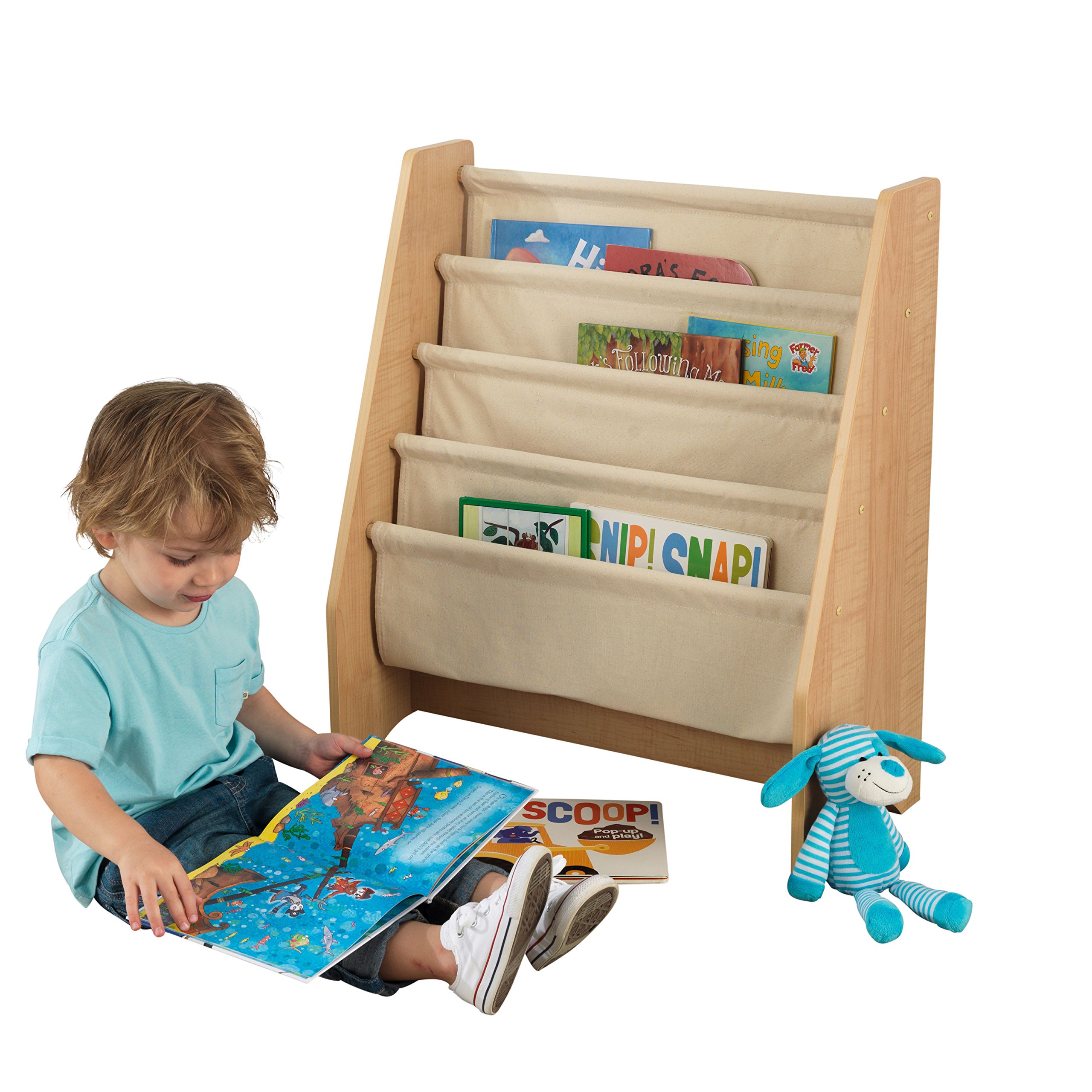 Kidkraft 14221 Libreria In Legno E Tessuto Mobili Per Camera Da Letto E Sala Giochi Per Bambini Con 4 Tasche Portaoggetti Colore Naturale