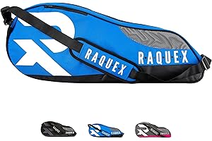 Raquex Tennis Bag - 6 Racket Bag for Tennis, Badminton & Squash Racquets. Blue, Black or Magenta. Holds up to 6 Racquets + Accessories + Trainers