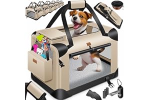 Lovpet® Torba transportowa dla psa i kota XL 81,3 x 58,4 x 58,4 cm | torba transportowa dla psów i psów, składana torba transportowa dla zwierząt domowych, w zestawie miska dla psa i pasek na ramię,