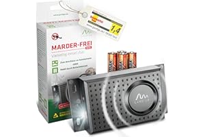 Gardigo® Marderschreck - Marder-Frei Dual mit Batterien I Mobile Marderabwehr für KFZ, Haus, Dachboden, Garage I Schall und Blitzlicht I Anschluss an 12V Autobatterie oder Batteriebetrieb möglich