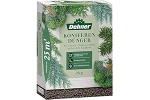 Dehner Koniferendünger, hochwertiger Dünger für Nadelgehölze, organisch-mineralischer NPK-Dünger, mit Spurennährstoffen, 2 kg, für ca. 25 qm, bunt