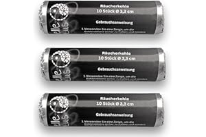 Lebensquelle Plus Lot de 30 Encens Charbon Fumés Ø 33 mm - Tablettes de Charbon en Bois à Allumage Rapide - 30 Pièces (3 x 10)