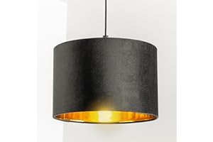 CGC Lighting Modern Velvet 30cm Drum Ceiling Lamp Shade Pendant Table Lamp Bedroom Dining Room Lounge (Black)
