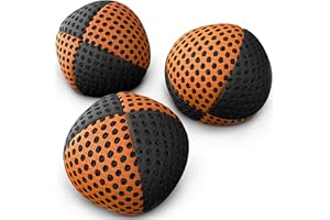 speevers Juggling Balls Professional Set of 3 Fresh Design Xballs, 12 Beautiful Colors Available, Juggle Balls for Beginners, Kids, Adults, 2 Layers of Net 4 Panels Carry Case (110g, Black - Orange)