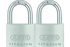 ABUS Candado Titalium 64TI/20 - juego de 2, llaves iguales - cuerpo de cerradura de aluminio especial - grillete de acero endurecido - ABUS -Nivel de seguridad 3 - plata
