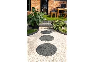 Nicoman 4-Pack 18" Round River Rock Garden Stepping Stone Recycled Rubber Steps Hard Wearing Heavy Duty Outdoor Pathway Tiles - (Grey, Dia.46cm, Set of 4)