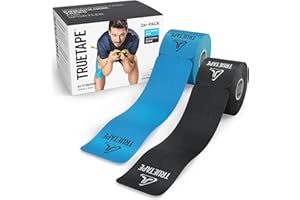 ‎TRUETAPE TRUETAPE® Kinesiotape – PRO Precut DUO-Pack – 2 x 20 vorgeschnittene Streifen (25 cm x 5 cm) – Wasserfeste & Elastische Kinesiotapes – Physiotape mit starker Klebekraft für den Sport – Blau & Schwarz