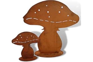 ‎ROSTIKAL Rostikal Herbst Deko Garten Pilz Set 30 und 15 cm hoch Gartendeko Rost Pilze Herbstdeko