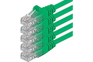 1aTTack.de Kabel Ethernet Cat 6 Gigabit RJ45 LAN, kabel krosowy kompatybilny z Internetem, routerem, modemem, Smart TV, PC i laptopem, przełącznikiem modemu, zielony - 5 sztuk - 0,25 m