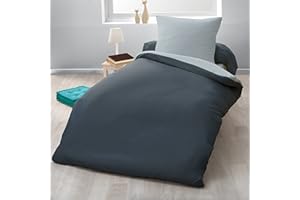 Home Linge Passion Bettdeckenbezug-2 Stuck | 100% Baumwolle-57 Faden | 1 Person-135x200 cm | Dunkelgrau-Hellgrau, Baumwolle, 135x200 cm, 2