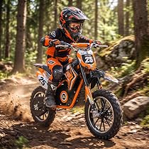 Actionbikes Motors Kinder Elektro Crossbike Gepard (Orange) | 𝟱𝟬𝟬 Watt Motor bis 𝟐𝟒 km/h | Motorrad | Pocket Bike | Dirt Bike | Motocross