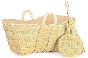 CESTERIA APARICI Cestería Aparici - Leñero de Esparto FORRADO (Yute/Arpillera) con Escobilla y Aventador. Cesto Mediano Premium para Chimenea y Almacenaje Decorativo Rústico. (60x38x30 cm, Ref. 7149-2).