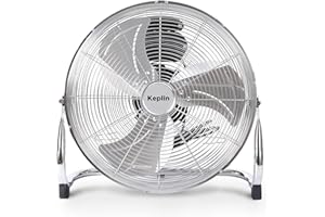 KEPLIN 40cm Bodenventilator 80 Watt mit hohem Luftdurchsatz, 3 Geschwindigkeiten, einstellbarer Ventilatorkopf, hohe Umwälzung, Standventilator für Haus, Fitnessstudio, Büro und Garage GS Geprüfte