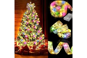YeahBoom Weihnachtsband Lichter,10M 100 LED Glänzende Band Lichterkette,Schleife Weihnachtsbaum Lichter,Weihnachtsbaum Band,für Indoor Outdoor Weihnachtsbaumschmuck,Party,Hochzeit,Urlaubsdeko