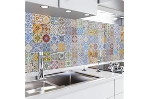 danario Crédence Adhésive pour Cuisine | Protège Mur Cuisine | Mural Décoratif Autocollant | 0,37 mm | Opaco | Carreaux de mosaïque colorés - Échantillon